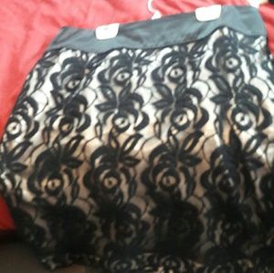 Lace and satin skirt